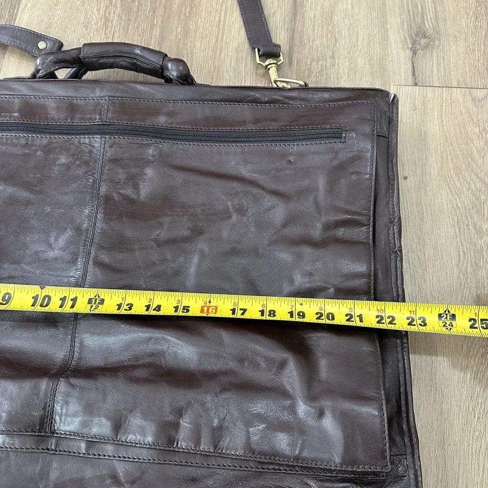 Vintage Simon of California Leather Folding Garment Bag Deep Brown 19-39